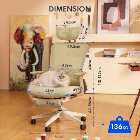 Fotel Biurowy Krzesło biurowe ergonomiczne Zagłówkiem regulacja wysokości