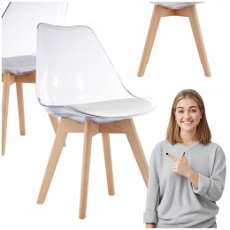 KRZESŁO SKANDYNAWSKIE DREWNIANE NOGI DO SALONU KUCHNI Z PODUSZKĄ 2 SZTUKI