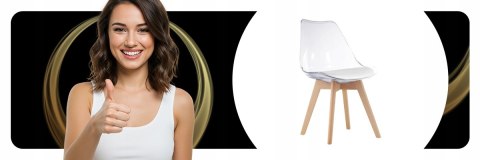 KRZESŁO SKANDYNAWSKIE DREWNIANE NOGI DO SALONU KUCHNI Z PODUSZKĄ 2 SZTUKI