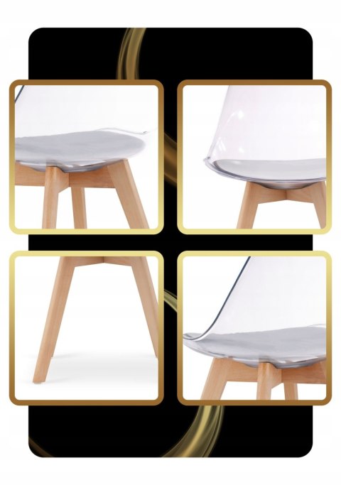 KRZESŁO SKANDYNAWSKIE DREWNIANE NOGI DO SALONU KUCHNI Z PODUSZKĄ 2 SZTUKI