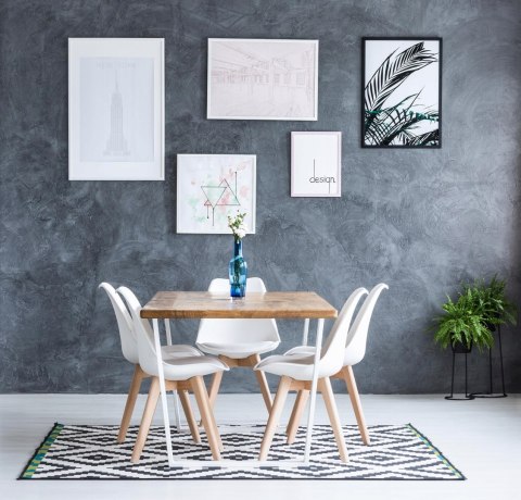 KRZESŁO SKANDYNAWSKIE DREWNIANE NOGI DO SALONU KUCHNI Z PODUSZKĄ 4 SZTUKI