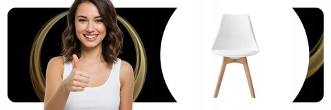 KRZESŁO SKANDYNAWSKIE DREWNIANE NOGI DO SALONU KUCHNI Z PODUSZKĄ 4 SZTUKI