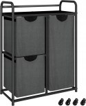 Kosz Na Pranie Wolnostojący Na Kółkach 3 Przegrody Półka Uniwersalny Szary