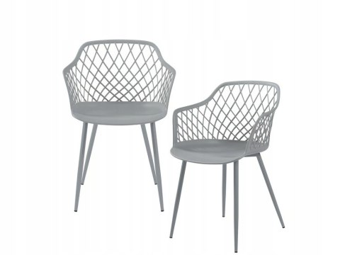 Krzesła Do Jadalni Skandynawskie Nowoczesne Metalowe Nogi Zestaw 6szt Szare