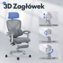 Krzesło Biurowe Ergonomiczne odchylane o 135° lędźwiowe i podnóżek, szare
