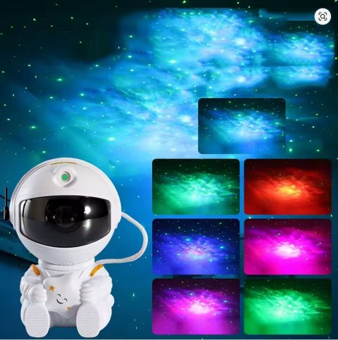PROJEKTOR GWIAZD ASTRONAUTA LAMPKA NOCNA DLA DZIECI KOSMOS PILOT RZUTNIK