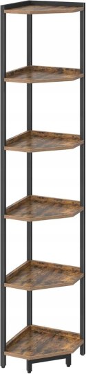 Regał Na Książki Stojący Narożny 6 Poziomów Do Salonu Rustykalny Solidny