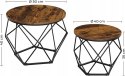 Stolik kawowy Do Salonu Zestaw 2szt okrągły Brąz Rustykalny