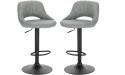 Hokery barowe stołki z oparciem i podnóżkiem szary designerski obrotowy 360