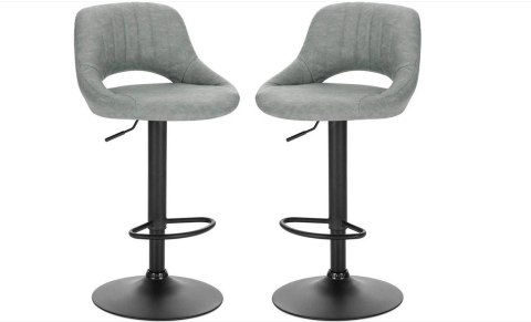 Hokery barowe stołki z oparciem i podnóżkiem szary designerski obrotowy 360
