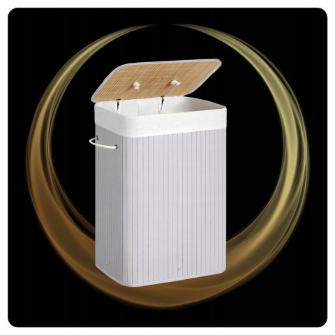 KOSZ NA PRANIE Z POKRYWKĄ WOLNOSTOJĄCY KOSZ BAMBUSOWY SKŁADANY 72L BOHO