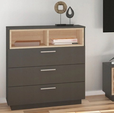 Komoda Z 3 Szufladami I Półkami Kredens Do Salonu Sypialni Pojemna Duża