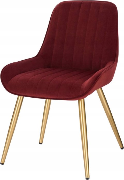Krzesła do jadalni, salonu kuchni retro burgundowe aksamitne zestaw 2 sztuk