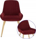 Krzesła do jadalni, salonu kuchni retro burgundowe aksamitne zestaw 2 sztuk