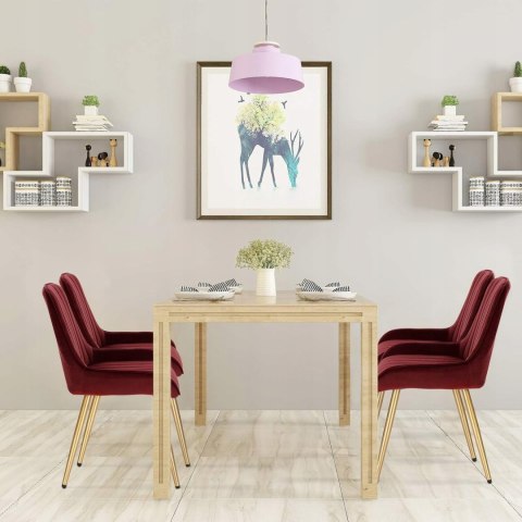 Krzesła do jadalni, salonu kuchni retro burgundowe aksamitne zestaw 2 sztuk