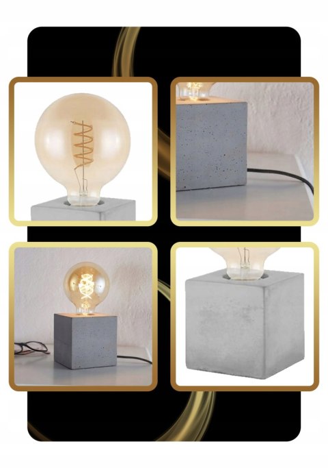 LAMPKA NOCNA DO SYPIALNI DO KONTAKTU BETONOWA DUŻA ŻARÓWKA LAMPA STOŁOWA