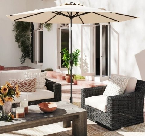 Parasol Ogrodowy Na Taras Balkon Z Regulacja Korbą Do Otwierania Beżowy