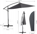 Parasol Ogrodowy Wspornikowy Ze Stojakiem O Średnicy 300cm kolor antracyt