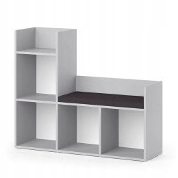 Regał Półka Dla Dzieci Na Zabawki Książki Funkcjonalna Z Siedziskiem Biały