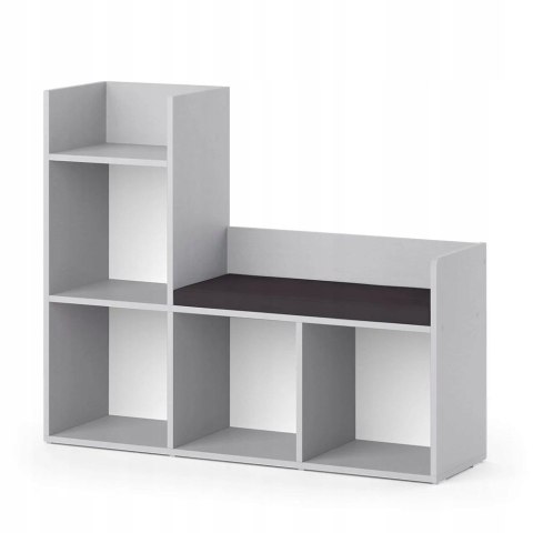 Regał Półka Dla Dzieci Na Zabawki Książki Funkcjonalna Z Siedziskiem Biały