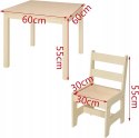Stół z krzesłami dla dzieci do siedzenia 3częściowy solidny drewniany