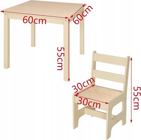 Stół z krzesłami dla dzieci do siedzenia 3częściowy solidny drewniany