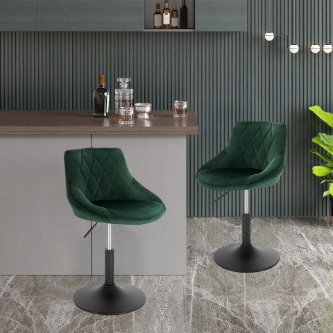 Stołki barowe hokery designerskie aksamitny ciemnozielone stopni zestaw