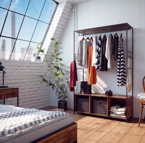 Szafa Rustykalna Wieszak Z Półką I Siedziskiem Do Przedpokoju Sypialni