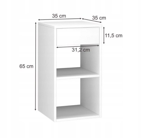 Szafka Nocna Stolik Boczny Z 1 Szufladą I Otwartymi Półkami Klasyczna Mała