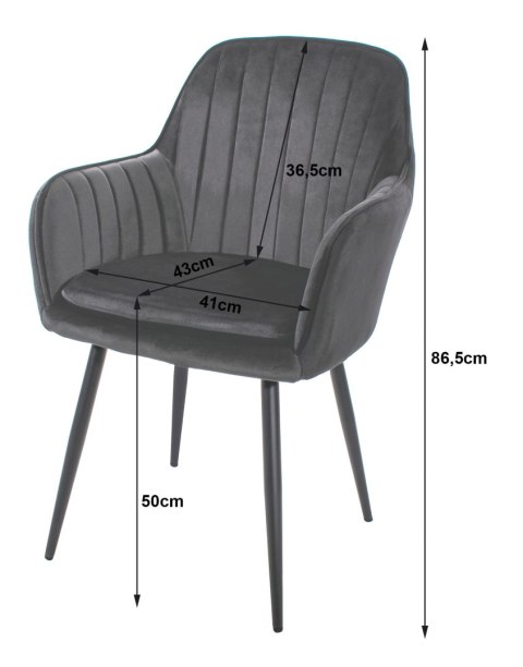 Krzesło LUGO - aksamit czarny / nogi czarne x 2