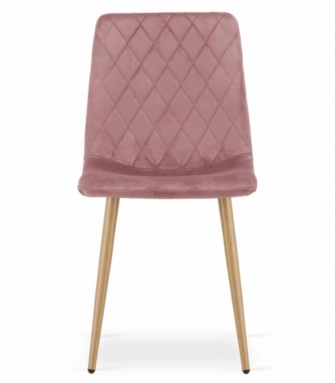 Krzesło TURIN - różowy aksamit / nogi kolor drewna x 1