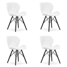Krzesło LAGO ekoskóra - białe / nogi czarne x 4