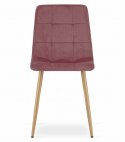 Krzesło KARA - różowy aksamit / nogi kolor drewna x 3
