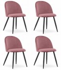 Krzesło BELLO - aksamit ciemny róż / nogi czarne x 4