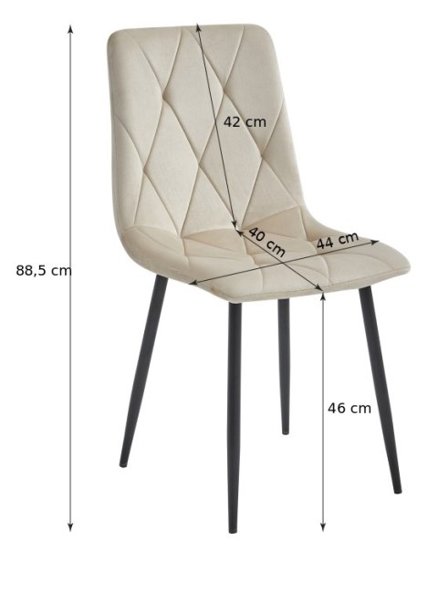 Krzesło LIBRA - jasny beż aksamit / nogi czarne x 1
