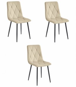 Krzesło LIBRA - jasny beż aksamit / nogi czarne x 3