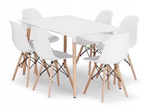 Zestaw stół prostokątny ADRIA 120x80cm biały + 6 krzeseł OSAKA białe