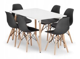 Zestaw stół prostokątny ADRIA 120x80cm biały + 6 krzeseł OSAKA czarne