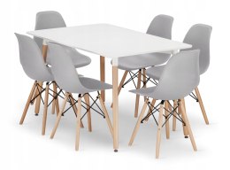 Zestaw stół prostokątny ADRIA 120x80cm biały + 6 krzeseł OSAKA szare