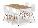 Zestaw stół prostokątny TESSA 120x60cm dąb + 4 krzesła OSAKA białe