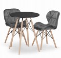 Zestaw stół okrągły TODI 60cm czarny + 2 krzesła LAGO szare