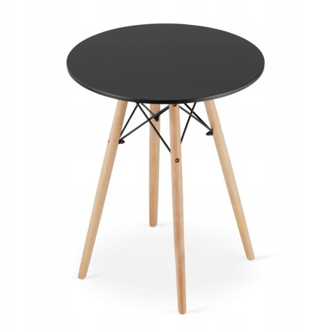 Zestaw stół okrągły TODI 60cm czarny + 2 krzesła OSAKA czarne