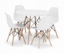 Zestaw stół okrągły TODI 90cm biały + 4 krzesła OSAKA białe
