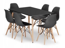 Zestaw stół prostokątny ADRIA 120x80cm czarny + 6 krzeseł OSAKA czarne