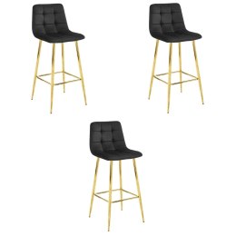 Hoker ARCETO - aksamit czarny / nogi ZŁOTE x 3