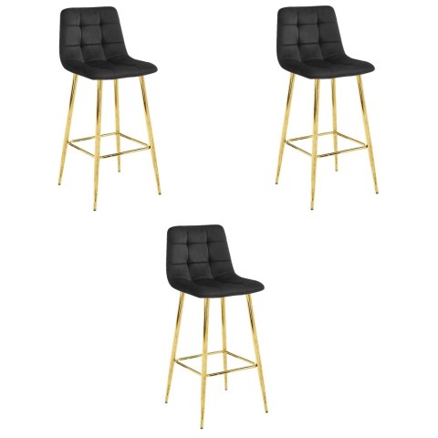 Hoker ARCETO - aksamit czarny / nogi ZŁOTE x 3