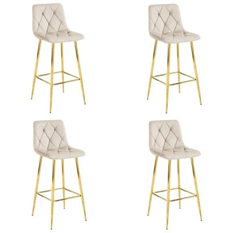 Hoker NADO - aksamit beż / nogi ZŁOTE x 4