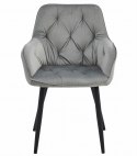 Krzesło JORK - aksamit srebrno-szary / nogi czarne x 1
