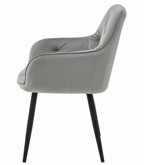 Krzesło JORK - aksamit srebrno-szary / nogi czarne x 1