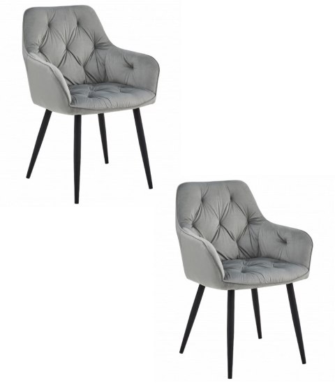 Krzesło JORK - aksamit srebrno-szary / nogi czarne x 2